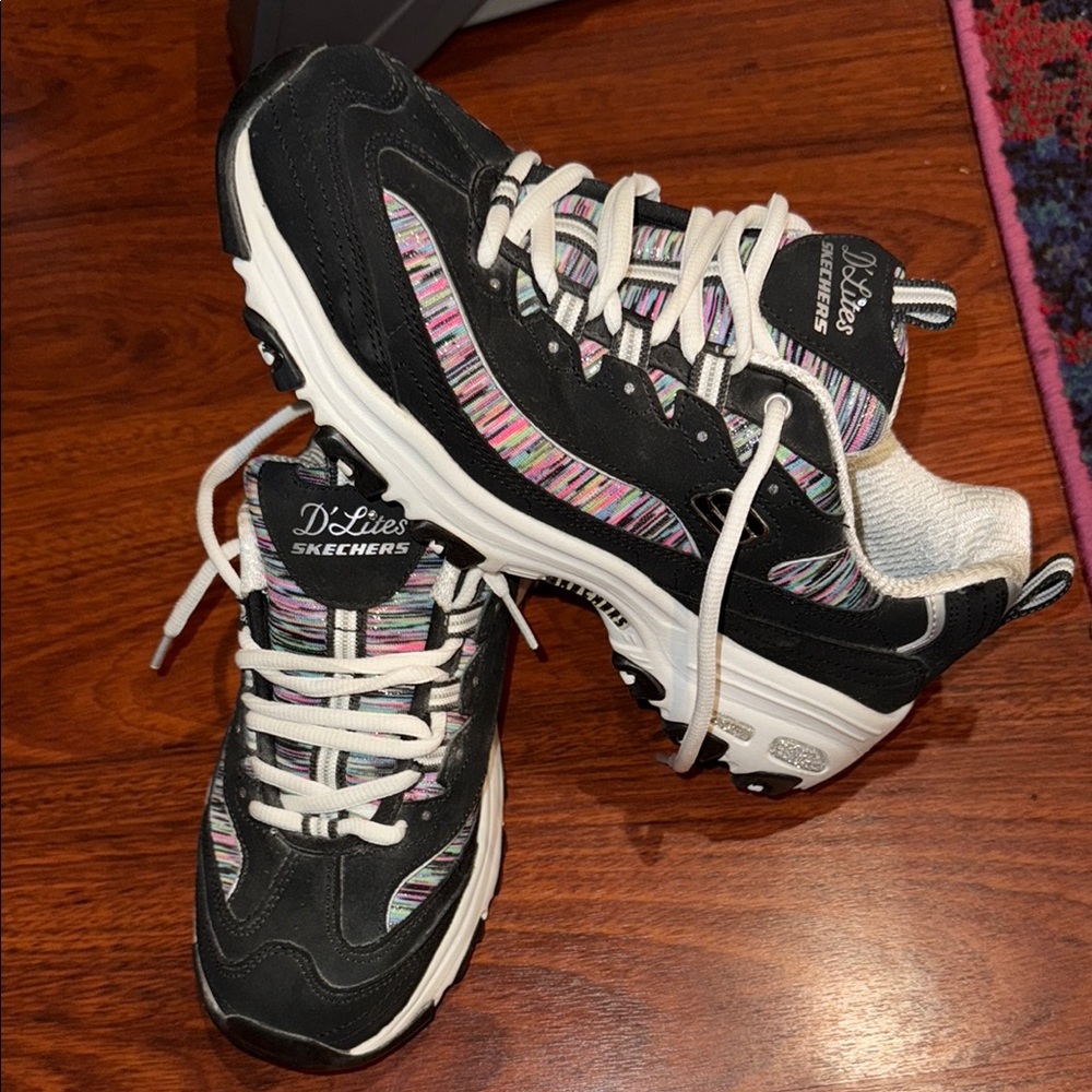 Skechers D'Lites Women's Black and Multicolor Sneakers